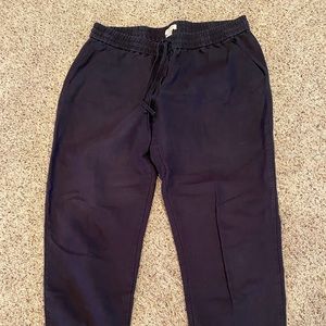 J. Crew Striped Linen-Cotton Drawstring Pant Navy 12